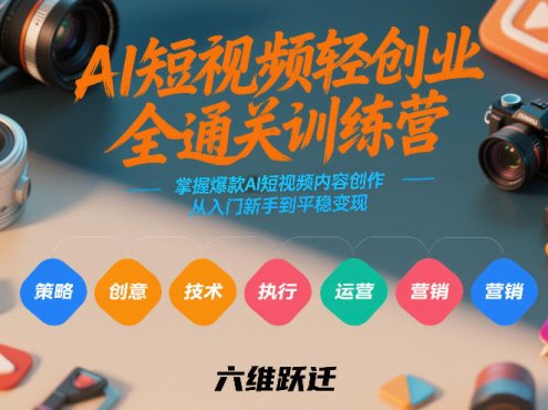 AI短视频轻创业全通关训练营，掌握爆款AI短视频内容创作，从入门新手到平稳变现的六维跃迁