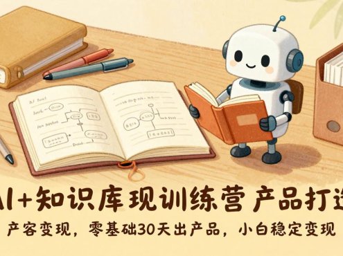 AI+知识库变现训练营，产品打造、内容创作、全平台变现，零基础30天出产品，小白稳定变现