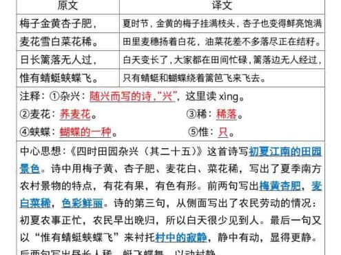 四年级下语文寒假预习背诵计划表