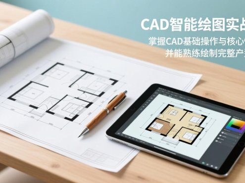 CAD智能绘图实战课：掌握CAD基础操作与核心快捷键，并能熟练绘制完整户型方案