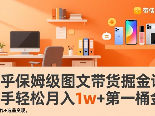 知乎保姆级图文带货掘金课：账号打造+爆文创作+选品变现，新手轻松月入1w+第一桶金