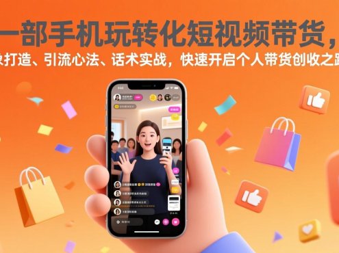 一部手机玩转化短视频带货，形象打造、引流心法、话术实战，快速开启个人带货创收之路
