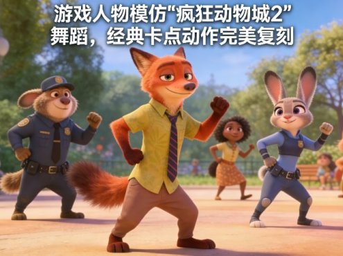 游戏人物模仿“疯狂动物城2”舞蹈，经典卡点动作完美复刻