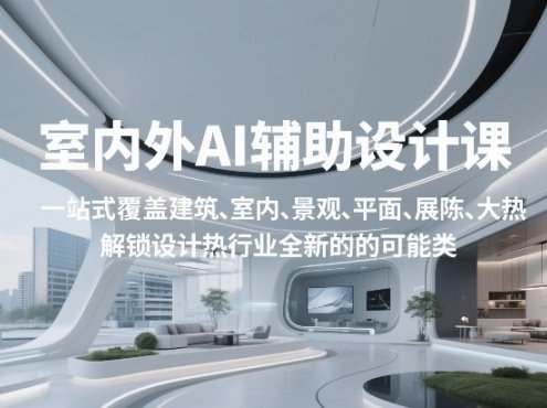 室内外AI设计课，一站式覆盖建筑、室内、景观、平面、展陈五大热门品类，解锁设计行业的全新可能