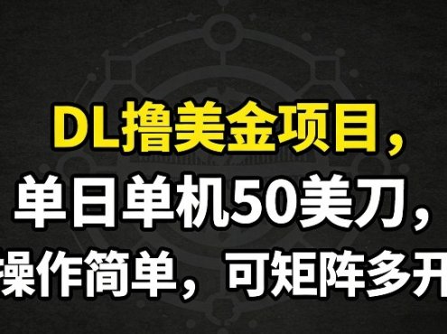 DL撸美金项目，单日单机50美刀，操作简单，可矩阵多开
