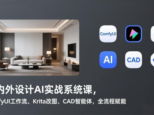 室内外设计AI实战系统课，ComfyUI工作流、Krita改图、CAD智能体，全流程赋能