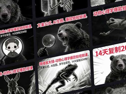 情绪放大镜-动物心理学爆款短视频课，文案公式、AI生图、多平台变现，14天复制20W粉