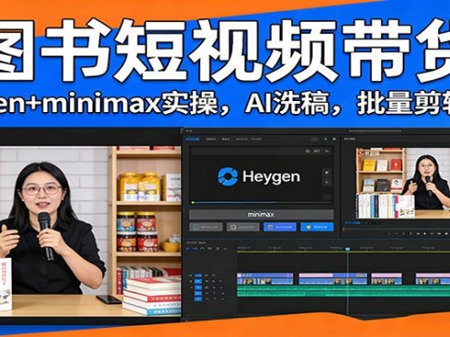 图书短视频带货：Heygen+minimax实操，AI洗稿 ，批量剪辑出单