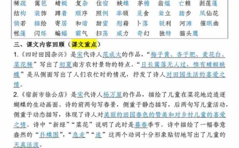 四年级下语文1-8单元专项考点梳理