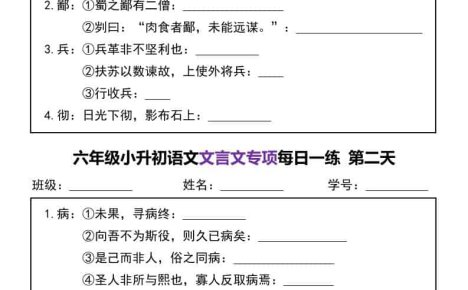 六年级下语文文言文专项每日一练