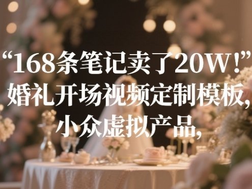 168条笔记卖了20W！婚礼开场视频定制模板，小众虚拟产品