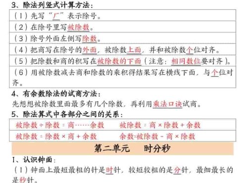 二年级下数学必会知识汇总《苏教版》