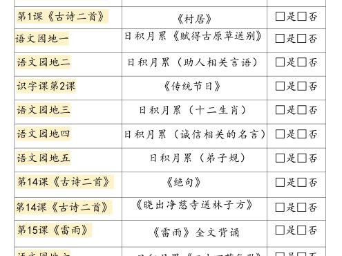 26春二下语文寒假预习背诵与默写(必背课文、古诗、文言文、日积月累)9页修订版