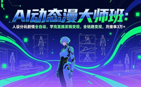 AI动态漫剧大师班：人设分镜剧情全自动，学完直接发稿变现，全链路变现，月接单3万+