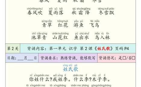 26春一下年语文寒假预习课内背诵闯关表(12页)