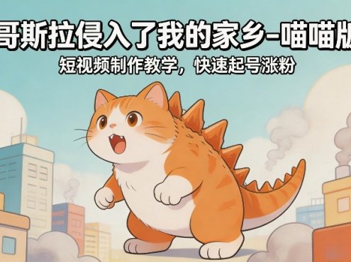 哥斯拉侵入了我的家乡–喵喵版短视频制作教学,快速起号涨粉