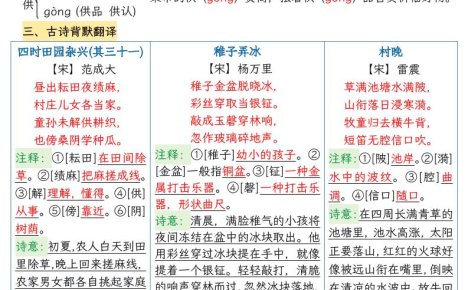 五下语文1-23课每课知识晨读单（31页）
