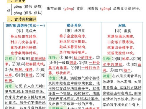 五下语文1-23课每课知识晨读单（31页）
