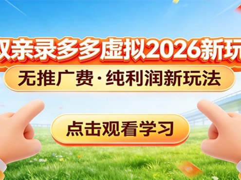 拼多多虚拟电商新玩法,0推广费0成本启动,专为新手打造