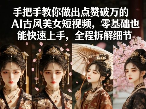 手把手教你做出点赞破万的AI古风美女短视频,零基础也能快速上手,全程拆解细节