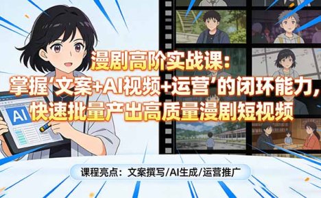 漫剧高阶实战课:掌握“文案+AI视频+运营”的闭环能力,快速批量产出高质量漫剧短视频