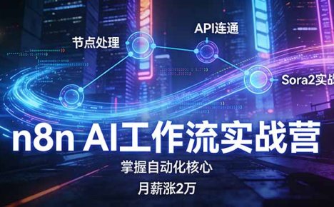 n8n AI工作流实战营,节点处理+API连通+Sora2实战,掌握自动化核心月薪涨2万
