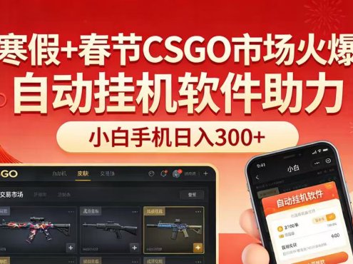 寒假+春节CSGO市场火爆,配合游戏自动挂机软件,小白只用一台手机也可日入300+