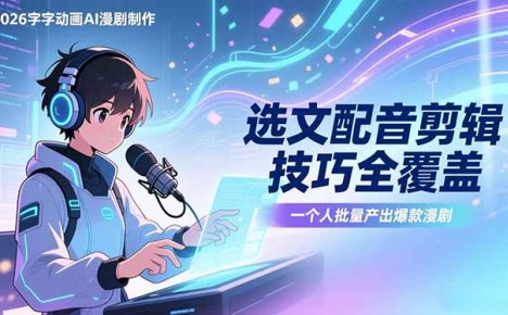 2026字字动画AI漫剧制作-1期,选文配音剪辑技巧全覆盖,一个人就能批量产出爆款漫剧