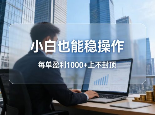 2026新项目，小白也能稳操作，每单盈利1000+上不封顶