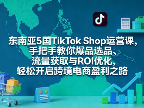 东南亚5国TikTok Shop运营课,手把手教你爆品选品、流量获取与ROI优化,轻松开启跨境电商盈利之路