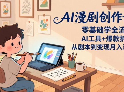 AI漫剧创作课：零基础学全流程，AI工具+爆款拆解，从剧本到变现月入过万