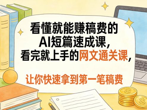 看懂就能賺稿费的AI短篇速成课,看完就上手的网文通关课,让你快速拿到第一笔稿费