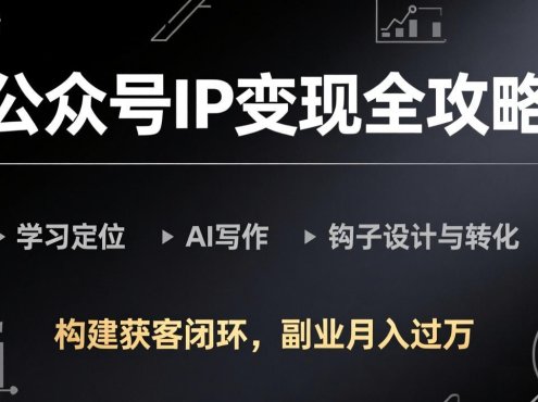 公众号IP变现全攻略-更新,学习定位、AI写作、钩子设计与转化,构建获客闭环,副业月入过万