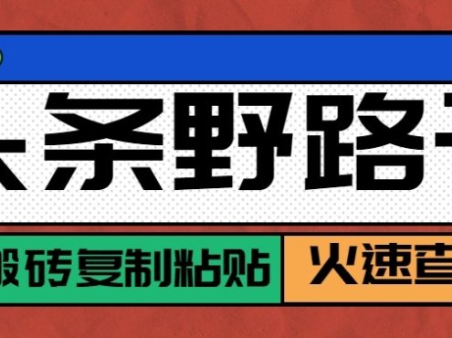 头条单账号日收益300+野路子玩法赛道，无脑搬砖复制粘贴，保姆级教程