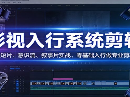 影视系统剪辑，商业短片、意识流、叙事片实战，零基础入行做专业剪辑师