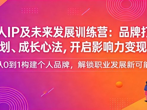 个人IP及未来发展训练营：品牌打造、职业规划、成长心法，开启影响力变现新路径