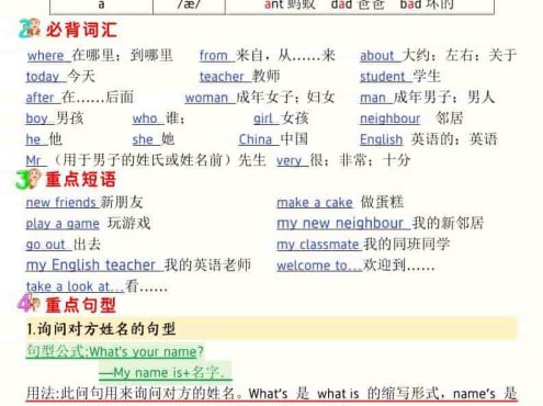 三年级下英语寒假预习1-6单元记读小纸条《人教版PEP》