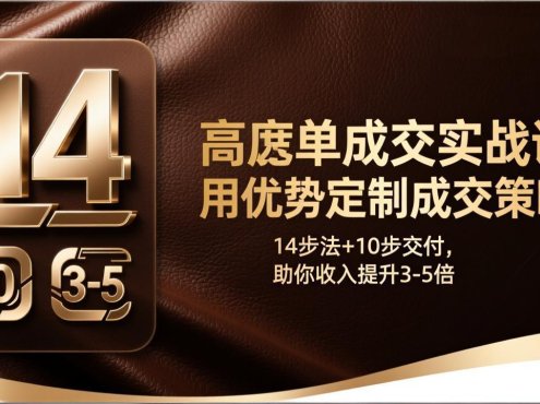 高客单成交实战课:用优势定制成交策略,14步法+10步交付,助你收入提升3-5倍