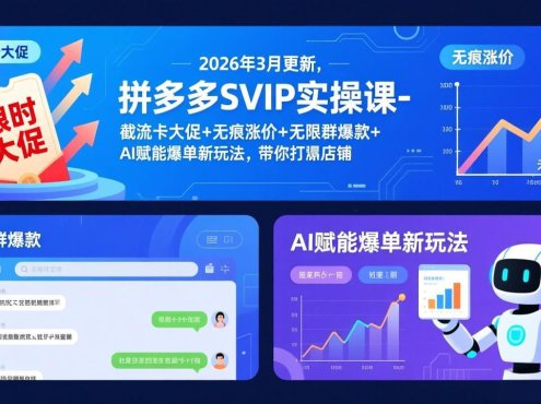 拼多多SVIP实操课-26年3月，截流卡大促+无痕涨价+无限群爆款+AI赋能爆单新玩法，带你打爆店铺