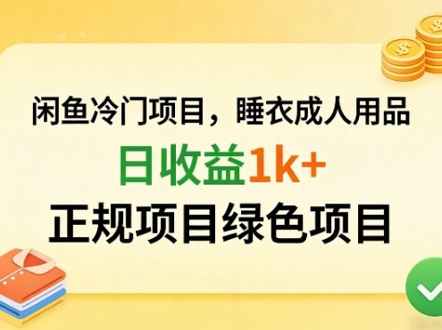 闲鱼冷门项目，情趣内衣成人用品，日收益1k+，正规项目绿色项目