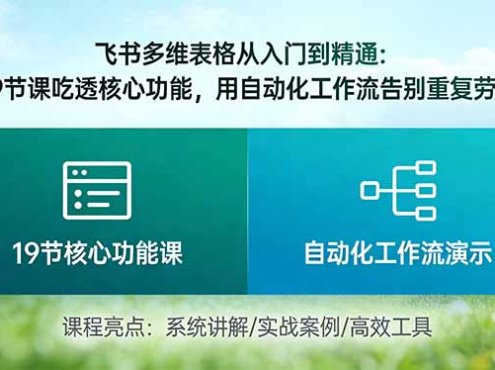 飞书多维表格从入门到精通：19节课吃透核心功能，用自动化工作流告别重复劳动