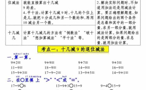 一年级下数学知识清单及考点《苏教版》(衔接版)