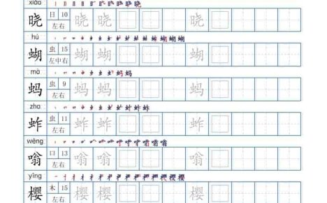 五年级下语文生字表180个,字帖15页(偏旁部首笔顺拼音)