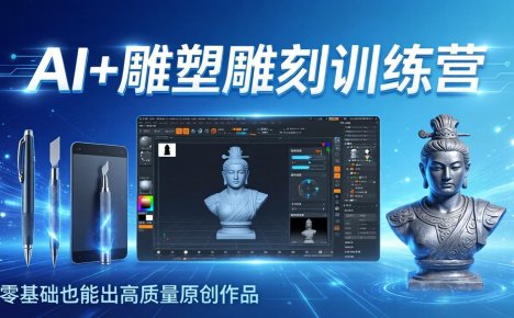AI+雕塑雕刻训练营：从AI创作、大模型训练到3D雕刻 + 渲染，零基础也能出高质量原创作品