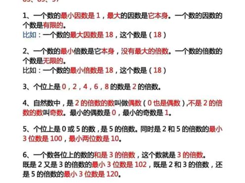 五年级下数学必背知识考点