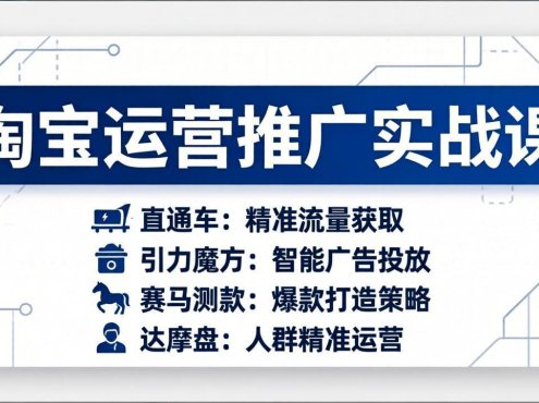 淘宝运营推广实战课，直通车+引力魔方+赛马测款+达摩盘人群推广等(更新26年3月