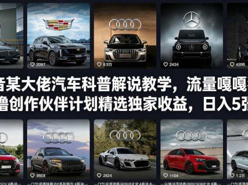 抖音某大佬汽车科普解说教学,流量嘎嘎猛,撸创作伙伴计划精选独家收益,日入5张+(更新0316)