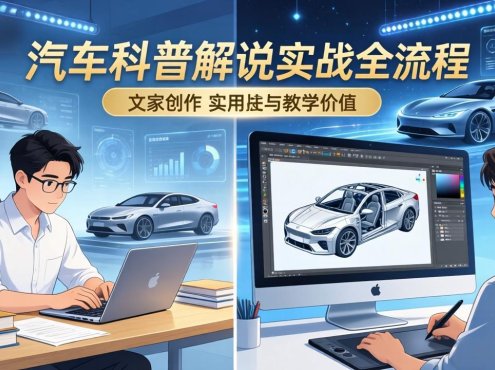 抖音汽车科普解说实战：文案+动画+画面处理+去水印全流程，打造专业汽车科普视频