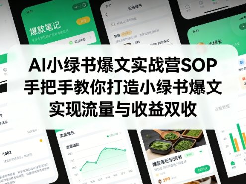 AI小绿书爆文实战营SOP,手把手教你打造小绿书爆文,实现流量与收益双收