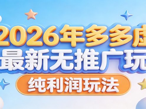 2026年多多虚拟最新无推广，纯利润玩法。